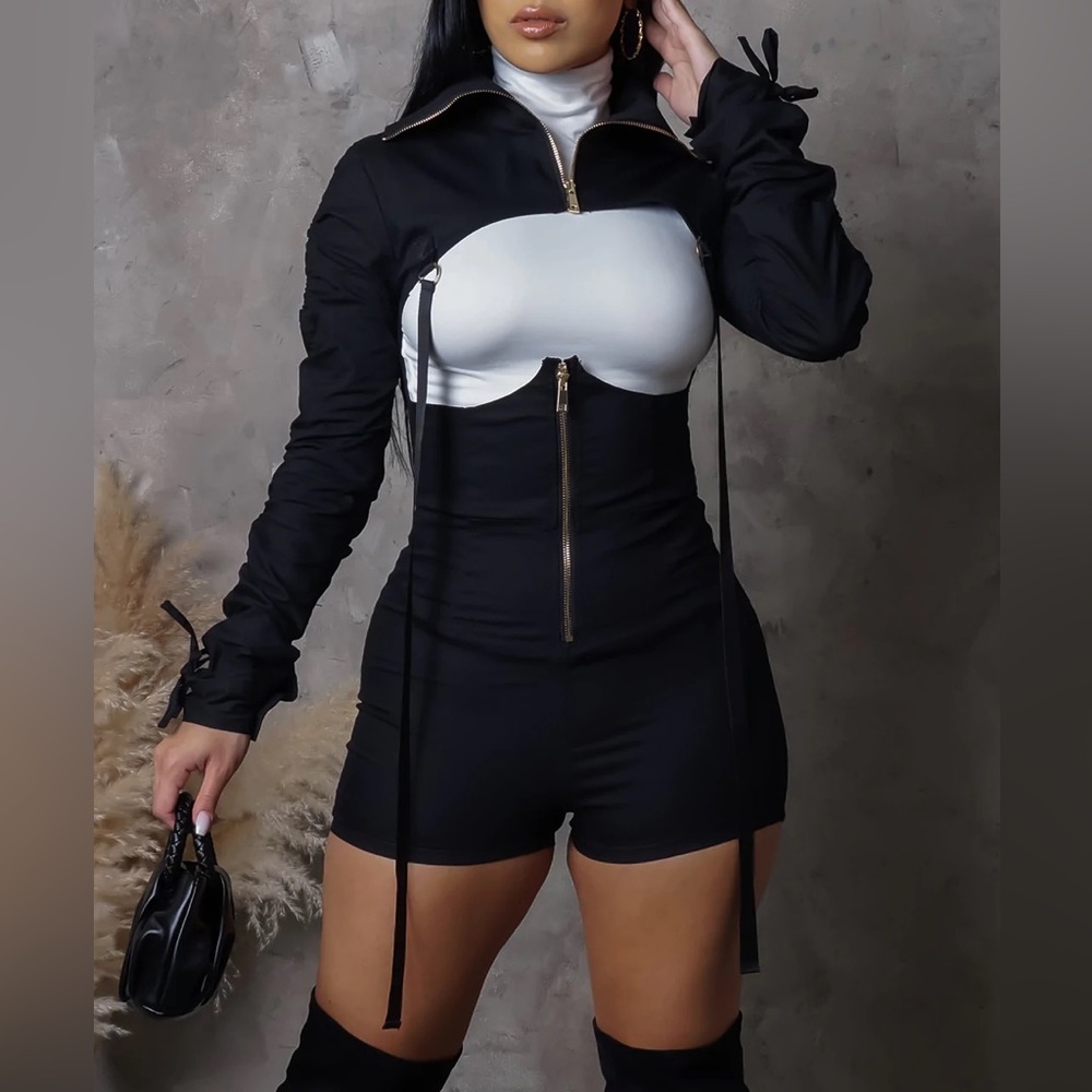 Sport City Romper - BLACK